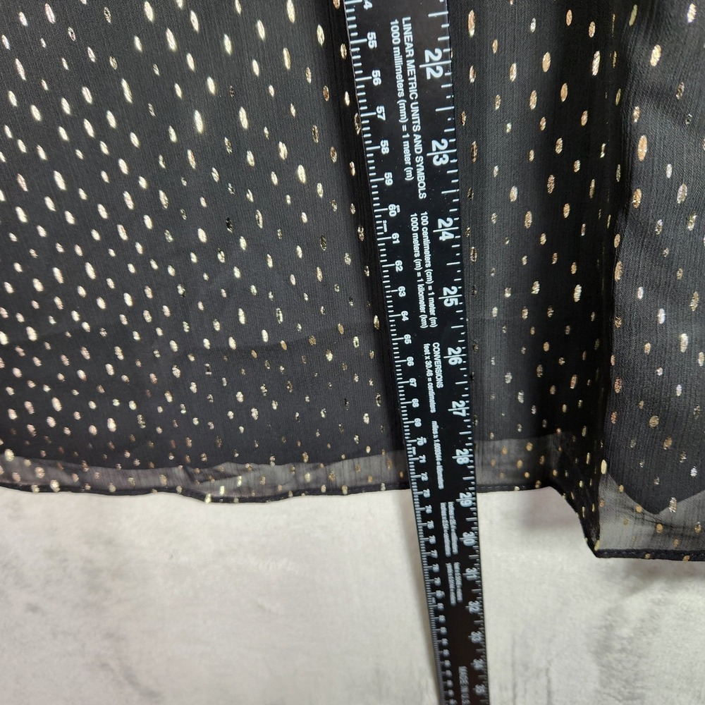 Vince Camuto Twinkle Glow Blouse Women 3X Black Gold Metallic Dot Chiffon Career - Picture 7 of 7